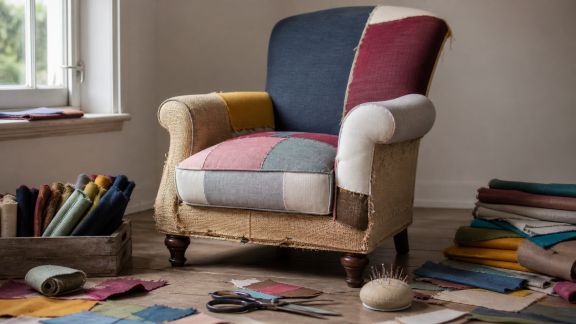Guide pratique pour relooker un vieux fauteuil avec des chutes de tissu